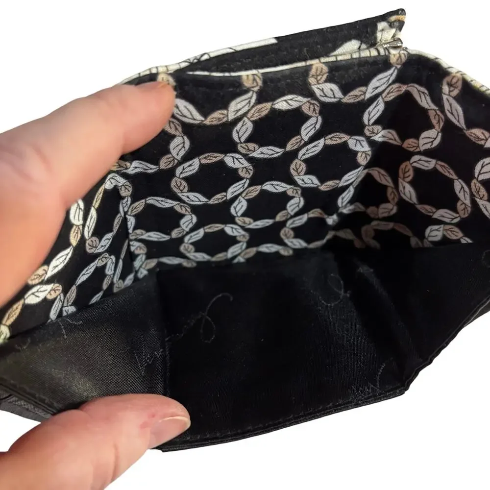 Vera Bradley trifold wallet coin purse quilted cotton silver kiss lock floral - Picture 6 of 8